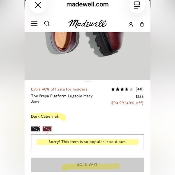 Madewell-“Freya” Chunky Lugsole Mary Janes in Dark Cabernet, Size 7 1/2, GUC - Picture 2 of 15